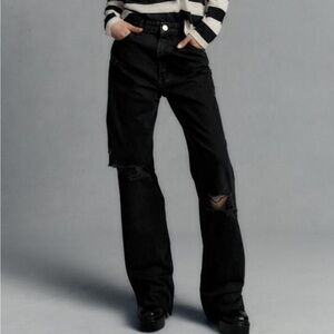 zara black ripped denim jeans